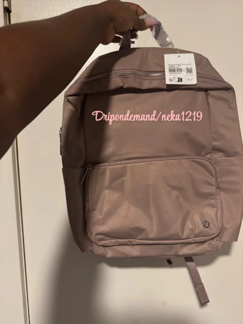 Lululemon Everywhere Backpack 22L Metal Hardware- Ashen Rose/Wacky Khaki/Silver